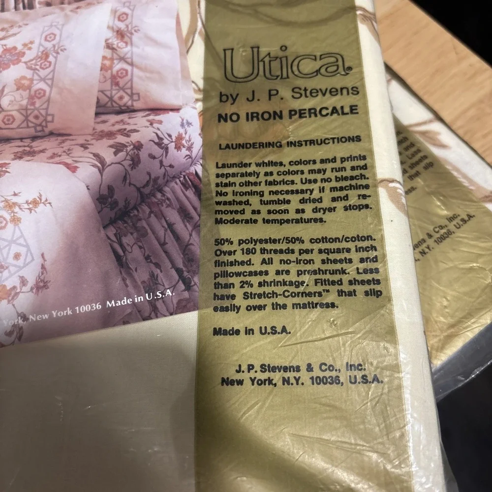 Vintage NEW J.P. Stevens Utica Twin Sheets Set & 2 Pillow Cases, Fall Flora